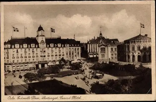Ak Oslo Norwegen, Eidsvolls plass, Stortinget, Grand Hotel