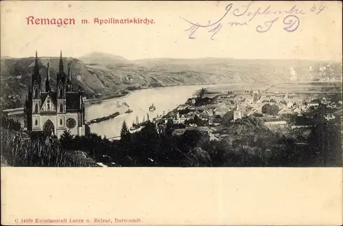 Ak Remagen am Rhein, Apollinariskirche, Panorama