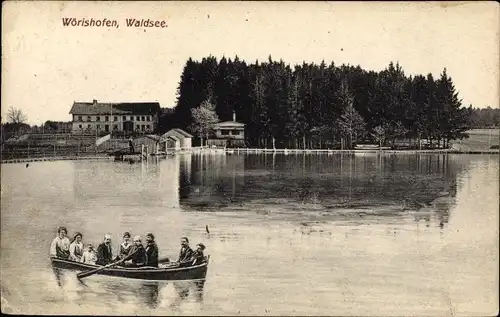 Ak Bad Wörishofen im Unterallgäu, Waldsee, Ruderboot