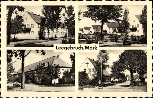 Ak Leegebruch in der Mark, Rathaus, Robert-Koch-Platz, Karl-Marx-Straße, Volkshaus, HOG