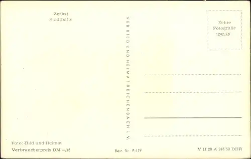 Ak Zerbst in Anhalt, Stadthalle, Außenansicht