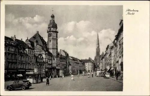 Ak Altenburg in Thüringen, Markt, Türme, Passanten, Kiosk