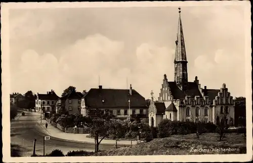 Ak Weißenborn Zwickau in Sachsen, Kirche, Straßenpartie