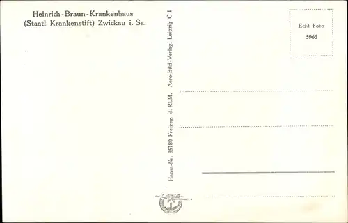 Ak Zwickau in Sachsen, Heinrich-Braun-Krankenhaus, Fliegeraufnahme