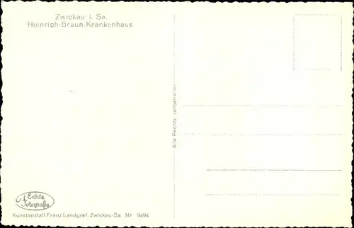Ak Zwickau in Sachsen, Heinrich-Braun-Krankenhaus, Panorama
