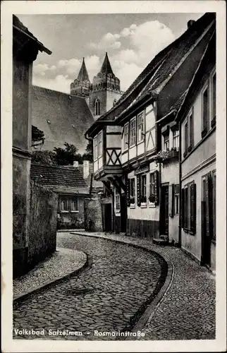 Ak Salzelmen Schönebeck an der Elbe, Rosmarinstraße, Fachwerkhaus