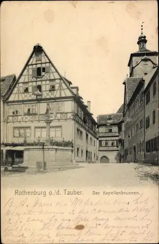 Ak Rothenburg ob der Tauber Mittelfranken, Kapellenbrunnen