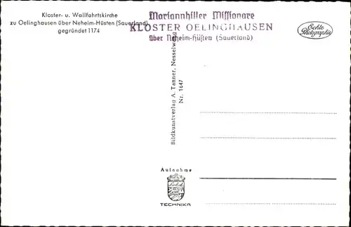 Ak Holzen Arnsberg im Sauerland, Kloster Oelinghausen, Kloster- u. Wallfahrtskirche