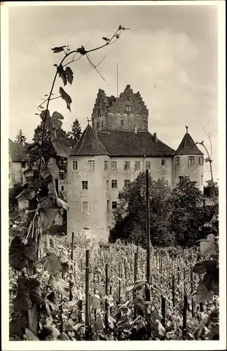 Ak Meersburg am Bodensee, Schloss, Weinberg, Strand-Cafe-Hotel Weißhaar