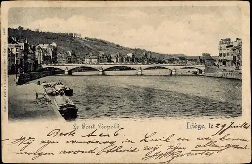 Ak Liège Lüttich Wallonien, Le Pont Leopold