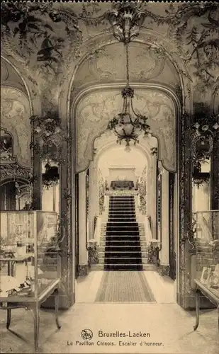 Ak Laeken Bruxelles Brüssel, La Pavillon Chinois, Escalier d'honneur