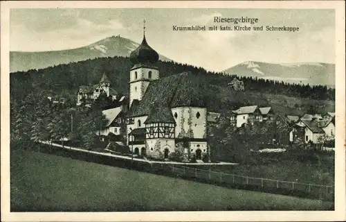 Ak Karpacz Krummhübel Riesengebirge Schlesien, Katholische Kirche, Schneekoppe