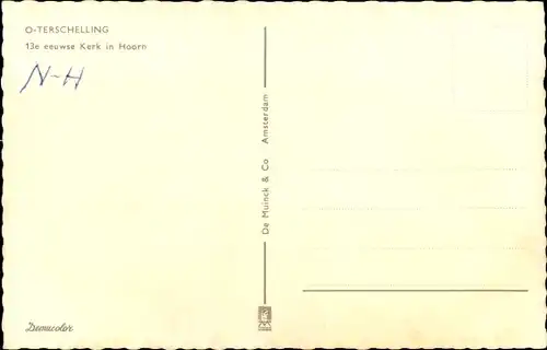 Ak Hoorn Terschelling Friesland Niederlande, 13e eeuwse Kerk