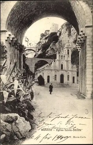 Postkarte Monaco, Kirche Sainte Devote