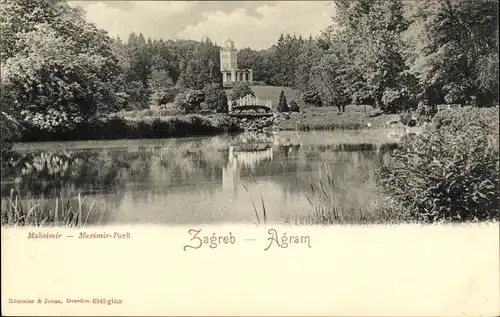 Ak Zagreb Kroatien, Ortsansicht, Teich, Parkanlage