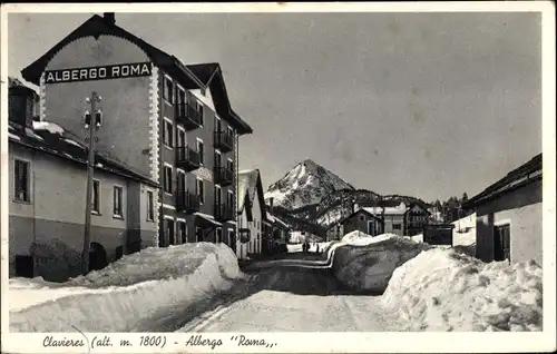 Ak Claviere Piemonte, Albergo Roma, Winter