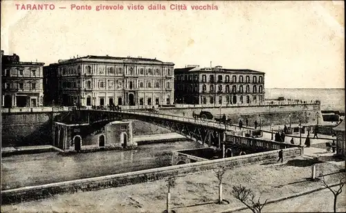 Ak Tarent Taranto Apulien, Ponte girevole visto dalla Città vecchia