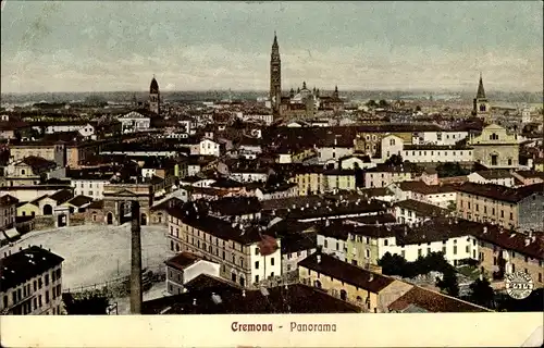 Ak Cremona Lombardia, Panorama der Stadt, Platz, Türme