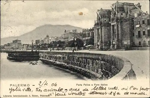 Ak Palermo Sizilien Sicilia Italien, Porta Felice e Foro Italico