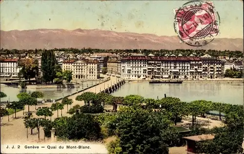 Ak Genf Genf Schweiz, Brücke, Stadt, Mont Blanc