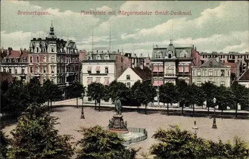 Ak Bremerhaven, Marktplatz und Bürgermeister Smidt Denkmal
