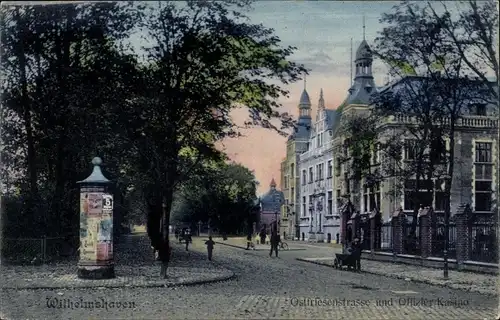 Ak Wilhelmshaven in Niedersachsen, Ostfriesenstraße, Offizierskasino, Litfaßsäule