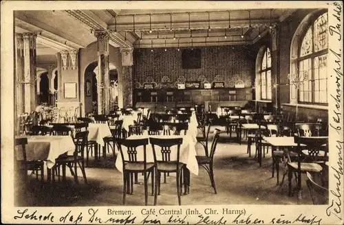 Ak Hansestadt Bremen, Café Central, Innenansicht