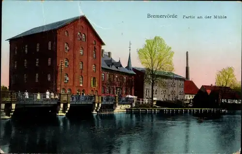 Golden Windows Leuchtfenster Ak Bremervörde in Niedersachsen, Partie an der Mühle