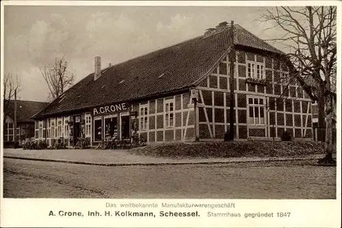 Ak Scheeßel in Niedersachsen, Manufakturwarengeschäft Crone