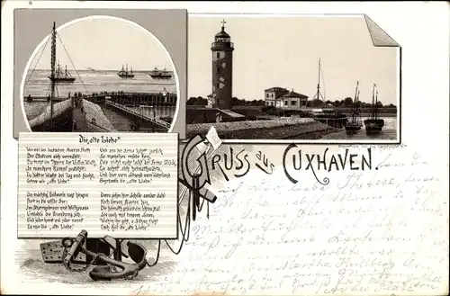 Litho Cuxhaven in Niedersachsen, Leuchtturm, Alte Liebe