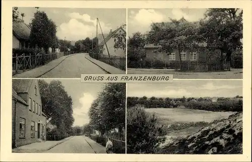 Ak Franzenburg Altenwalde Cuxhaven in Niedersachsen, Straßenpartie, Sportplatz, Haus, Ansichten