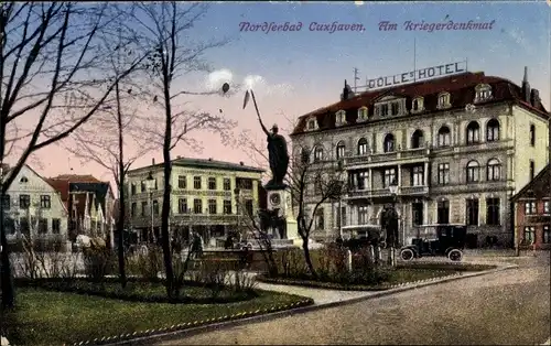 Ak Nordseebad Cuxhaven, Dölles Hotel, Kriegerdenkmal