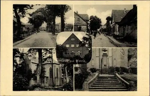 Ak Wanna in Niedersachsen, Kirche, Straßenpartie