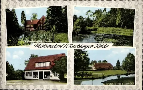 Ak Meißendorf Winsen Aller, Am Karpfenteich, Niedersächsisches Bauernhaus, Geschäftshaus Paul Grenz