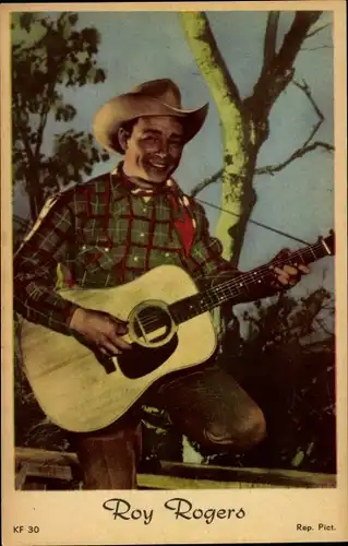 Ak Schauspieler und Sänger Roy Rogers, Portrait, Gitarre