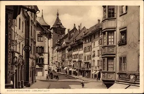 Ak Schaffhausen am Rhein Schweiz, Straßenpartie, Oberstadt