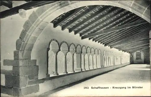 Ak Schaffhausen am Rhein Schweiz, Kreuzgang im Münster