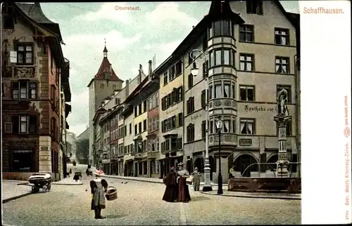 Ak Schaffhausen am Rhein Schweiz, Straßenpartie, Oberstadt, Apotheke