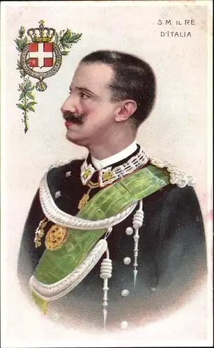 Litho König Viktor Emanuel III von Italien, Portrait, Uniform, Orden