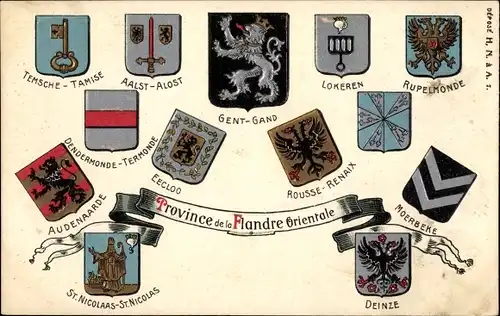 Präge Wappen Ak Belgien, Province de la Flandre Orientale