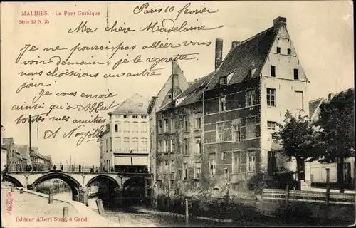 Ak Mechelen Mechelen Mechelen Flandern Antwerpen, Die Gotische Brücke