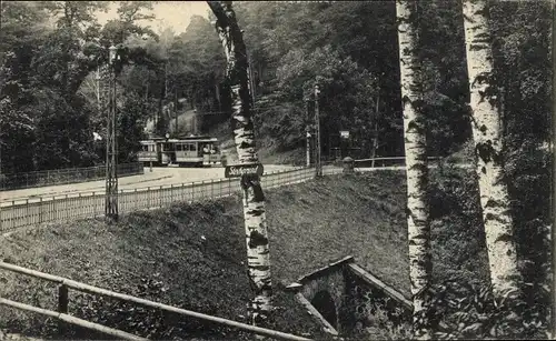 Ak Dresden Weißer Hirsch, Mordgrundbrücke, Straßenbahn