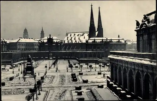 Ak Dresden Zentrum Altstadt, Winteransicht, Zwinger