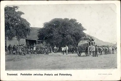 Ak Transvaal Südafrika, Poststation zwischen Pretoria und Pietersburg