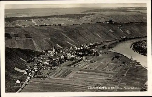 Ak Escherndorf am Main Volkach Unterfranken, Fliegeraufnahme, Felder