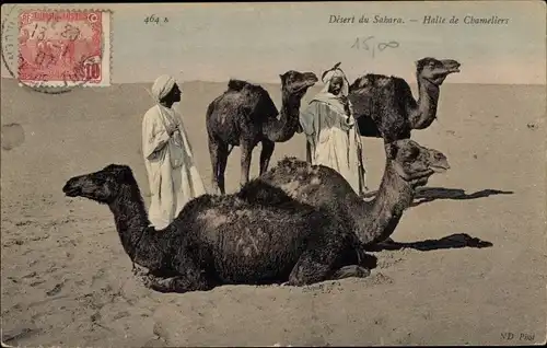 Ak Wüste der Sahara, Halt der Kameltreiber