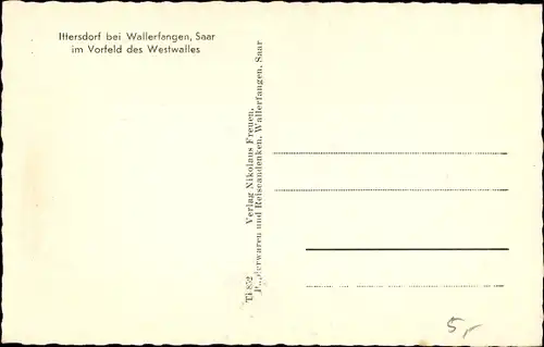 Ak Ittersdorf Wallerfangen im Saarland, Teilansicht, Straßenpartie, Metzgerei