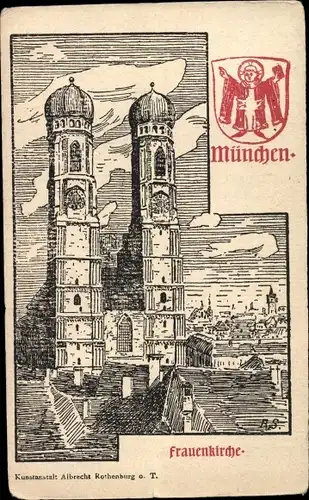 Künstler Wappen Ak München Bayern, Frauenkirche