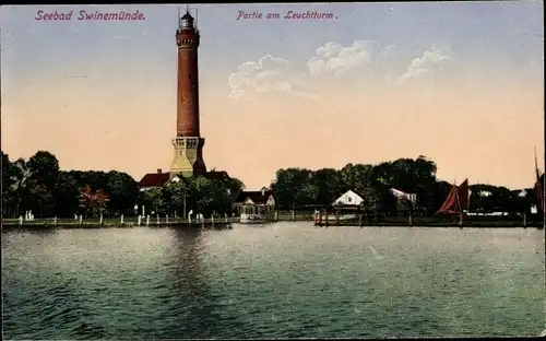 Ak Świnoujście Swinemünde Pommern, Leuchtturm