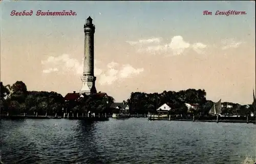 Ak Świnoujście Swinemünde Pommern, Leuchtturm